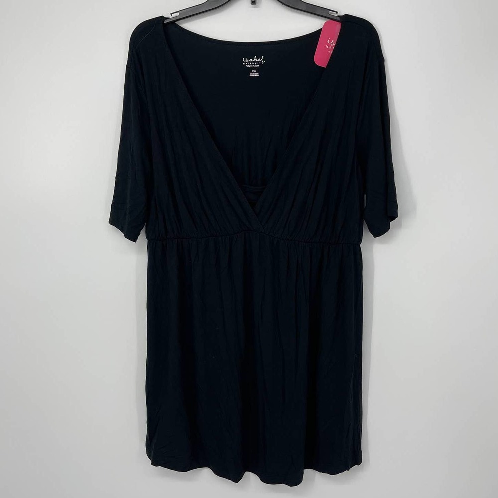 ISABEL MATERNITY BLACK V-NECK NURSING FEATURE LIGHTWEIGHT PULLOVER SIZE XXL
